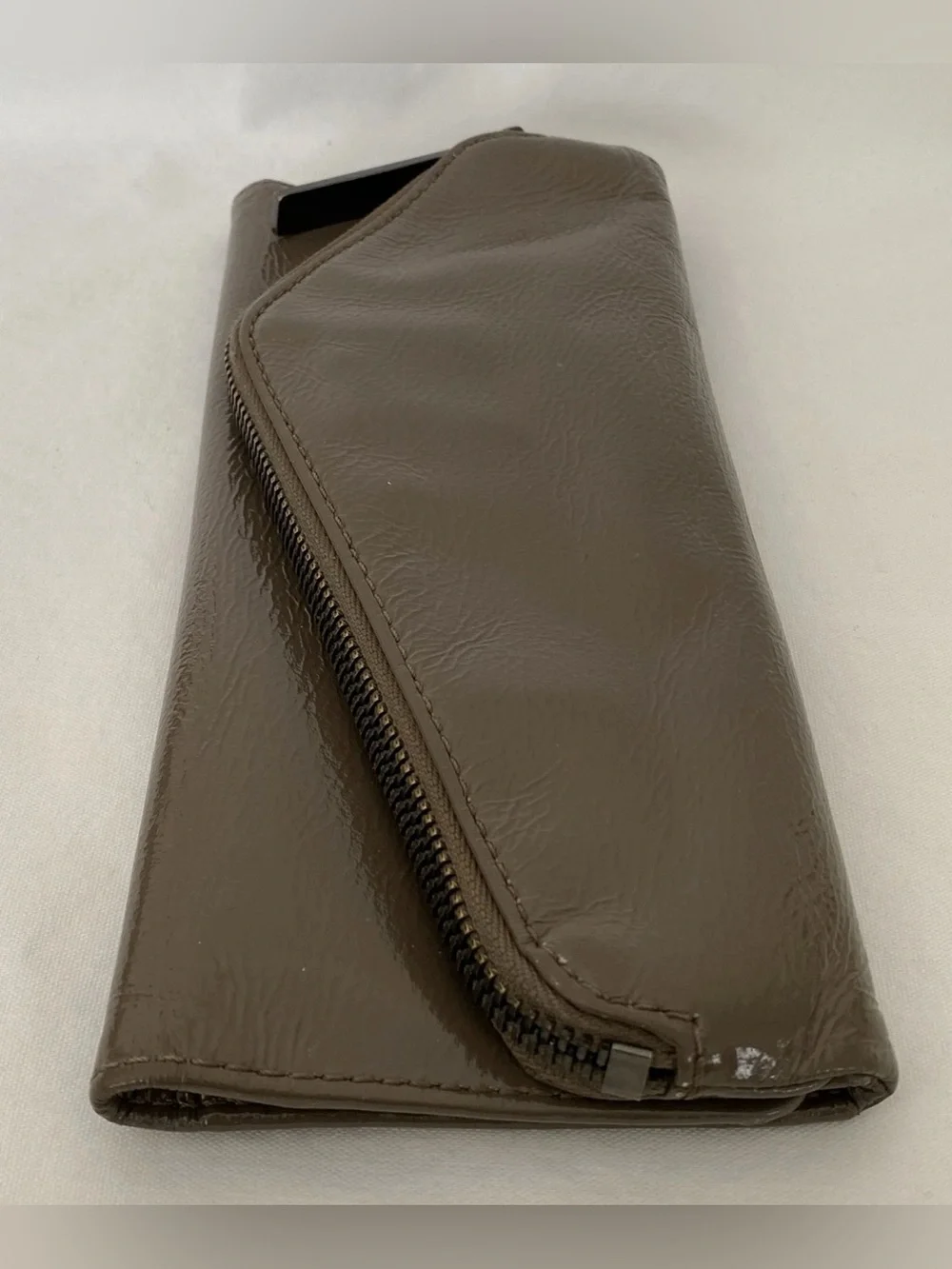 Hobo International GLAZED TAUPE LEATHER CLUTCH WALLET BAG Purse VGC